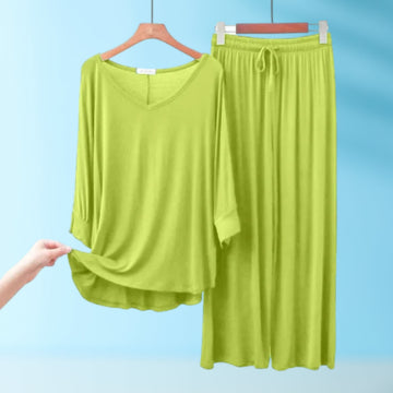 Lemon Yellow V-Neck Women Night Suit PJ Set ARTICLE NO# 56