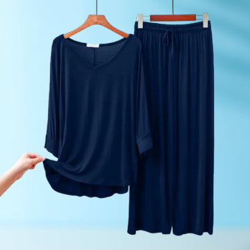 Blue V-Neck Women Night Suit PJ Set ARTICLE NO# 56