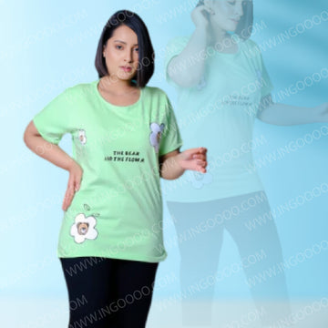 The Bear And The Flower Green Ladies Nightsuit
