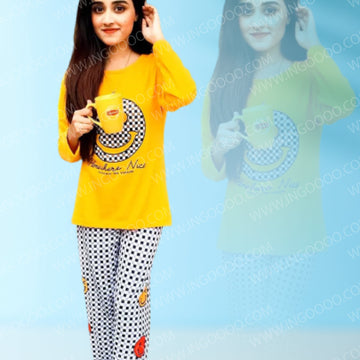 Smile Emoji Printed Night Suit PJ Set