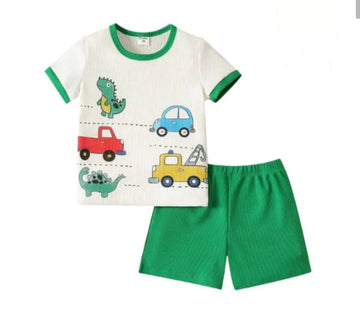 Green white Truck shorts set