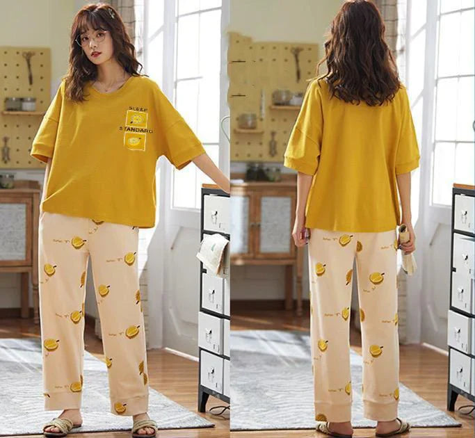 YELLOW FLOWER PRINTED NIGHTWEAR