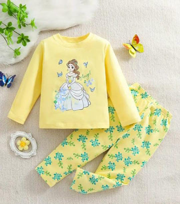 Yellow Angel Printed Girls Kids wear