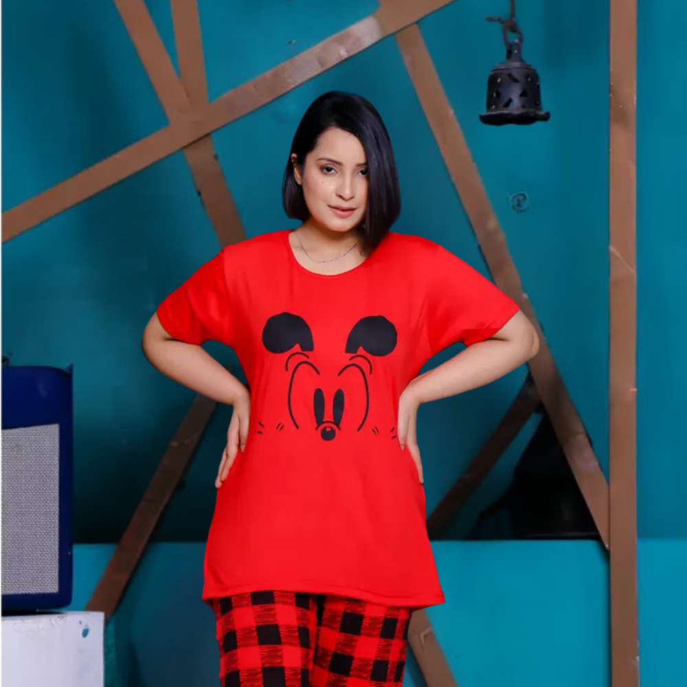 Women's Mickey Mouse Printed Suit - Red