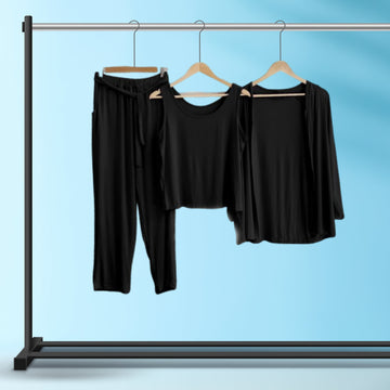 Long Sleeve Women Night Suit PJ Set 3 Pieces