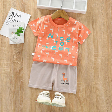 Nice to Meet Print Kinds Trendy Short Set