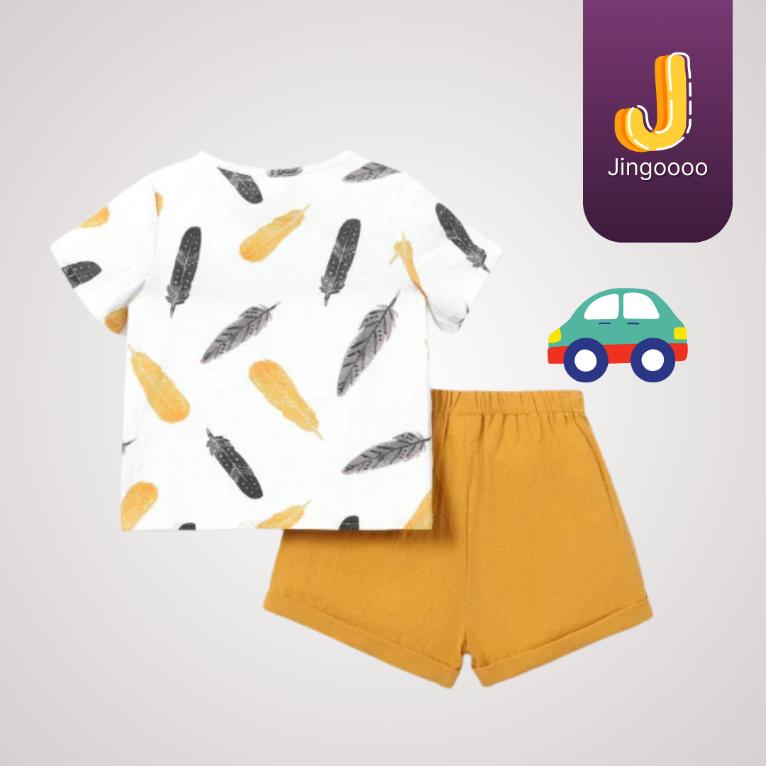 White Feather Short Set  Kids Fashion