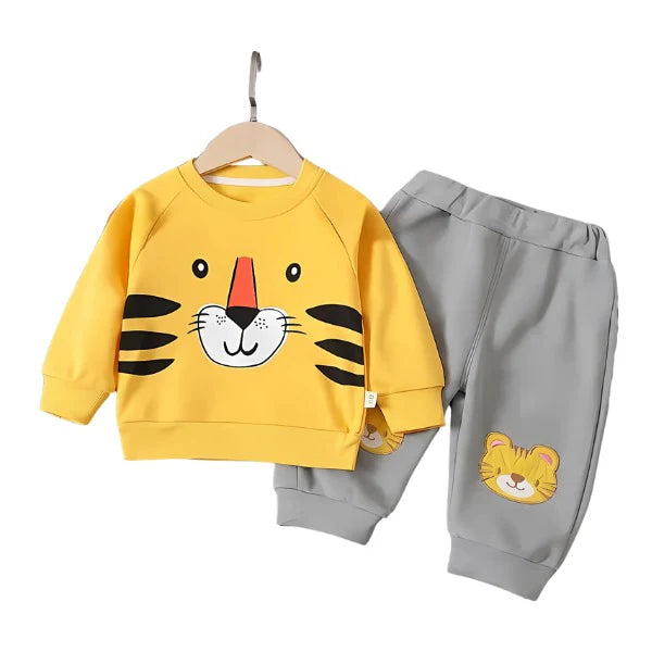 Yellow Tracksuit In Style Printed T-shirt and short trouser for kids