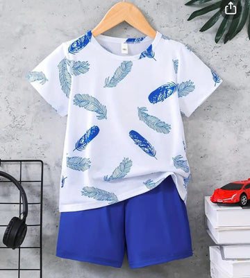 Sz 11 - Blue White Fetcher Print Print Short Set