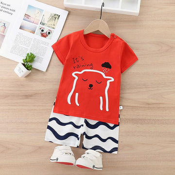 Red & White It's Raining Print