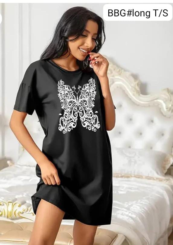 White Butterfly Printed Long Shirt