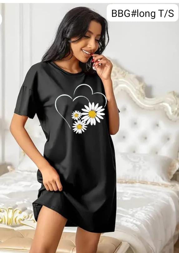 Flower Heart Printed Long Shirt