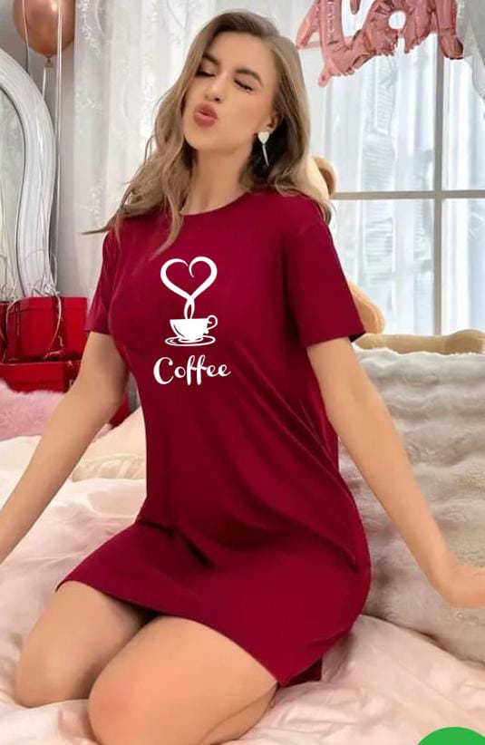 Coffee Love  Printed Long Shirt