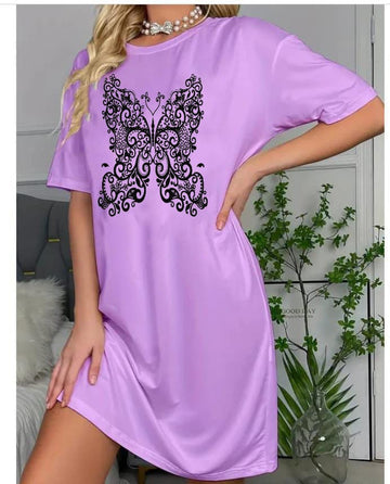 White Butterfly Printed Long Shirt